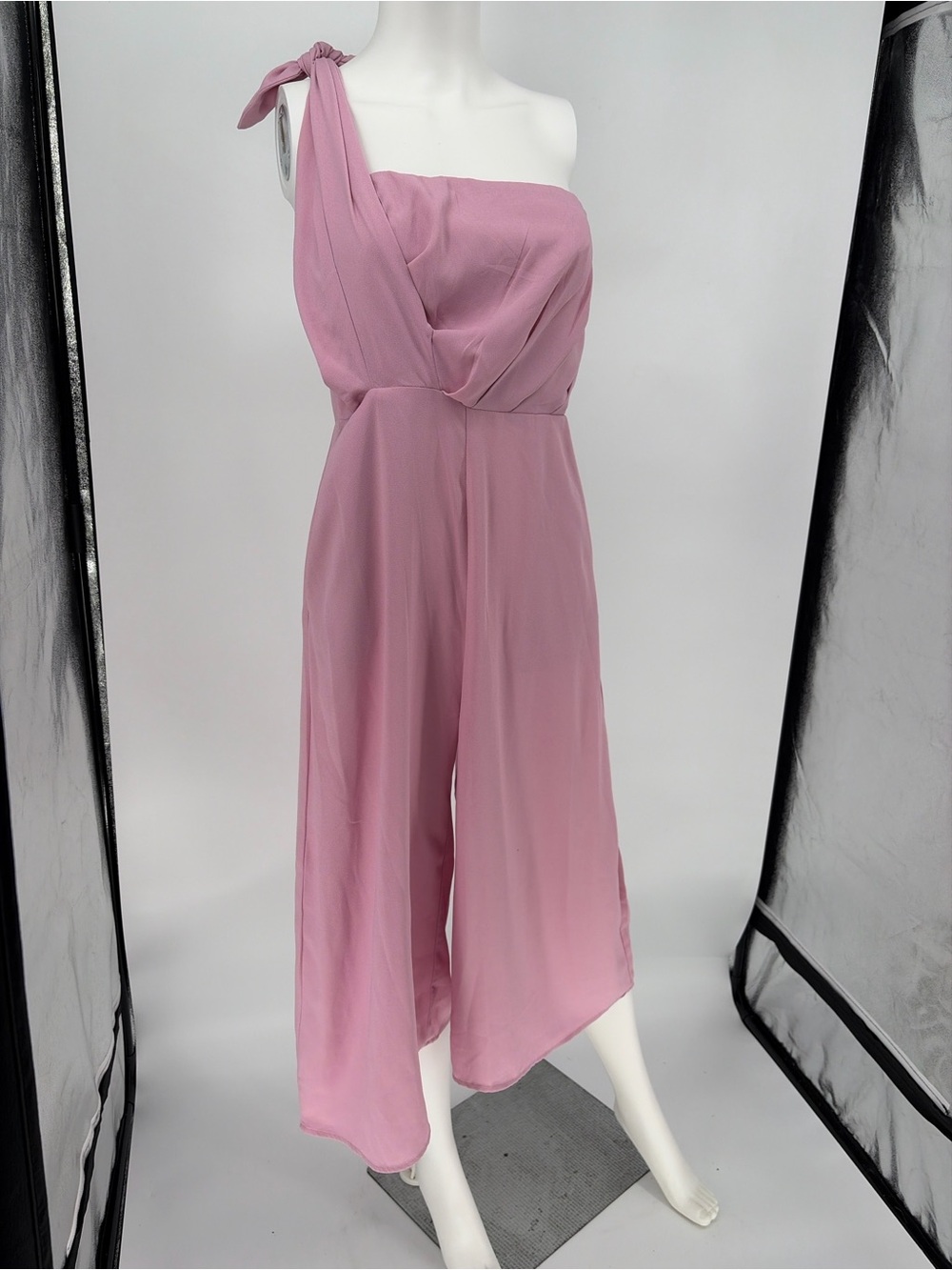 Women's One-Shoulder Pink Jumpsuit
